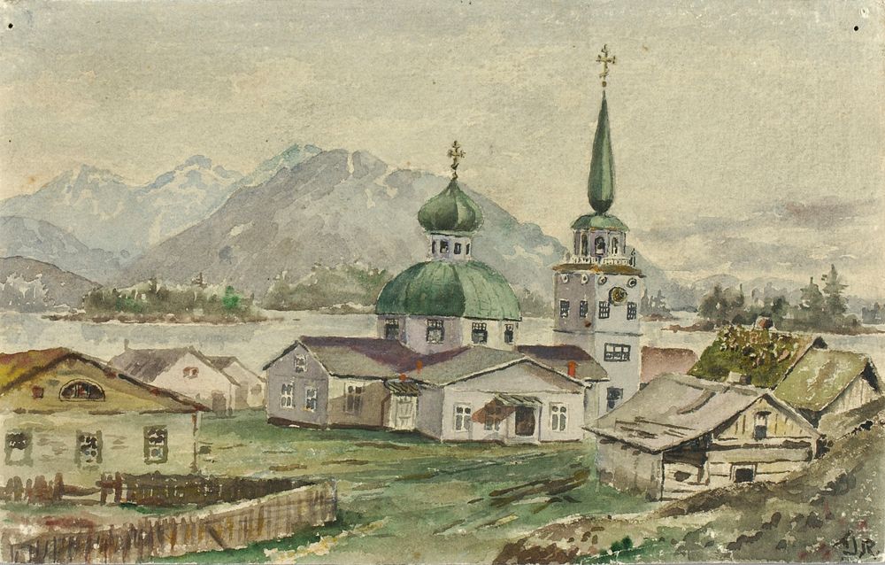 Rear View of Greek Church, Sitka, 1888, Theodore J. Richardson