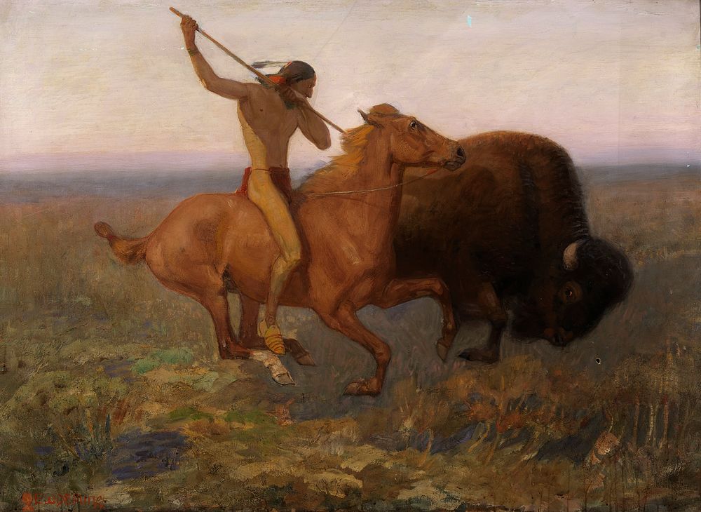 Indian Hunting Buffalo, Edwin Willard Deming