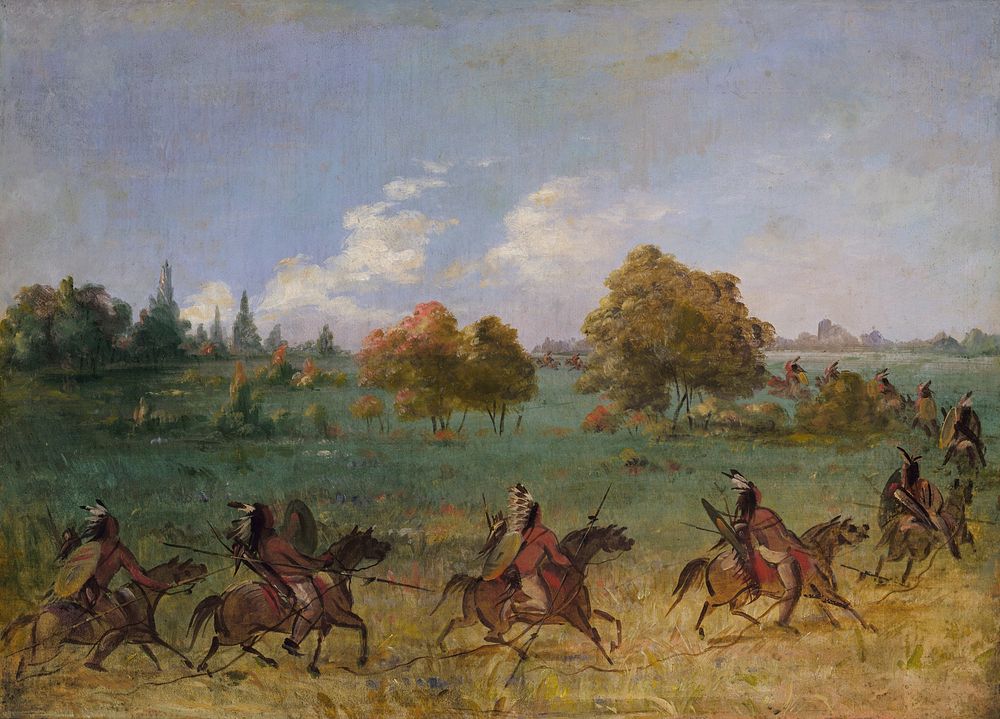 Comanche War Party on the March, Fully Equipped by George Catlin