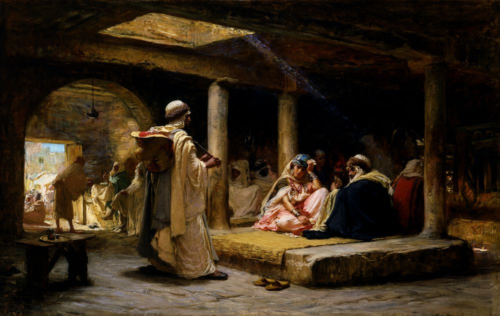 Cafe at Biskra, Algeria, Frederic Arthur Bridgman