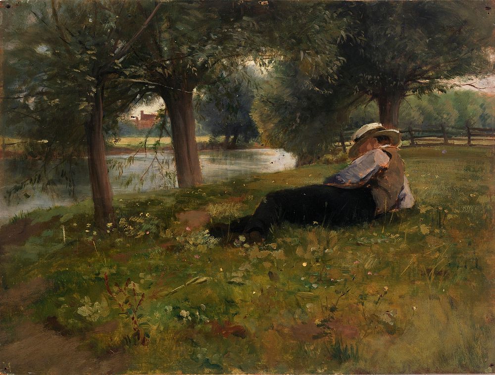 Man Reclining beside a Stream, Eliphalet Fraser Andrews