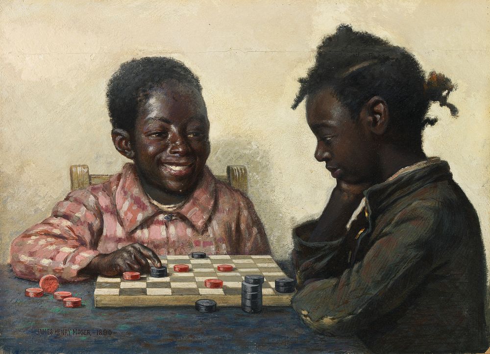 Untitled (Two Children Playing Checkers), James Henry Moser