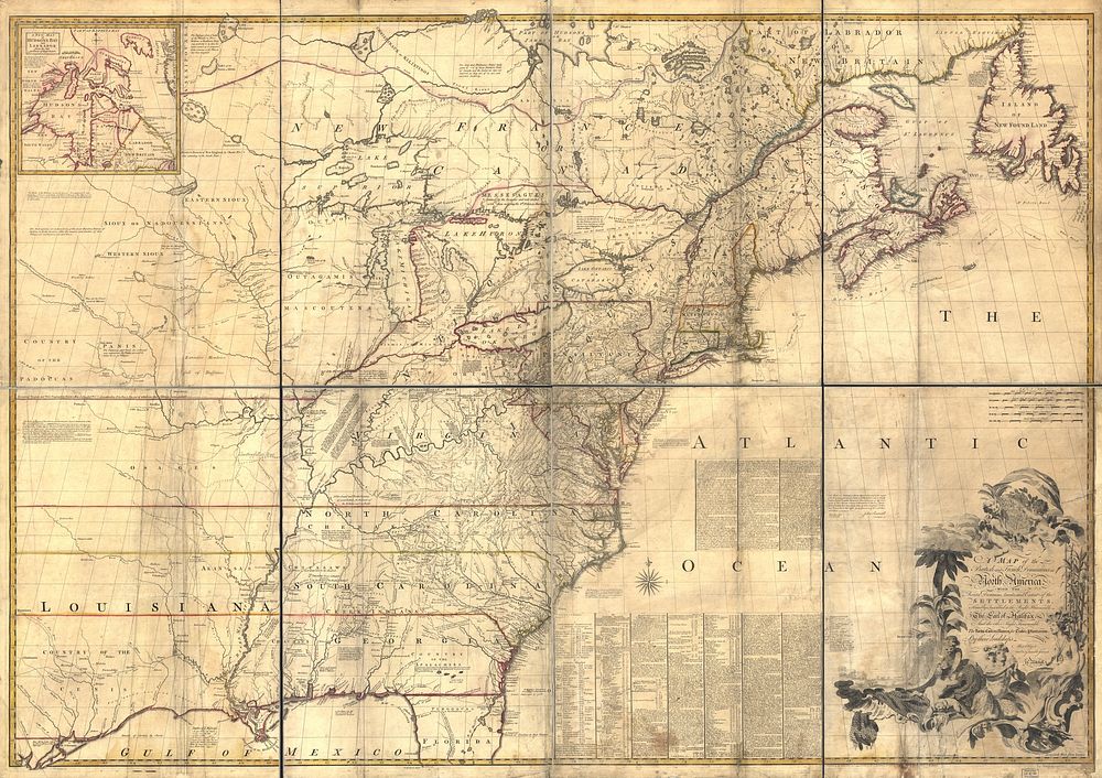 Mitchell Map - A map of the British and French dominions in North America,...; 1757