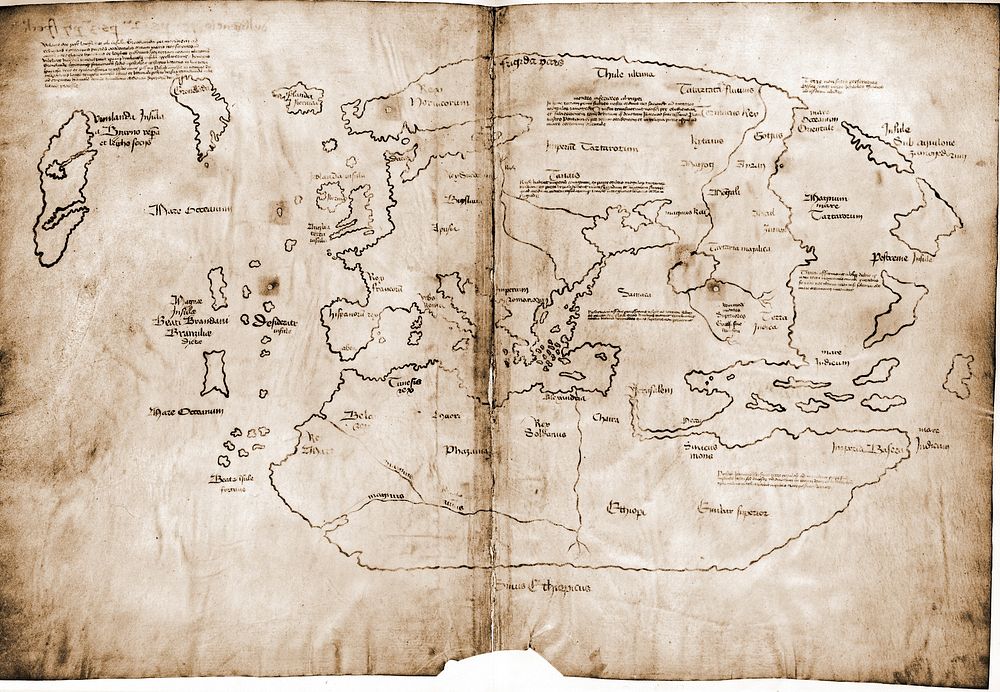 The Vinland map / chart is purportedly a 15th century Mappa Mundi, redrawn from a 13th century original.