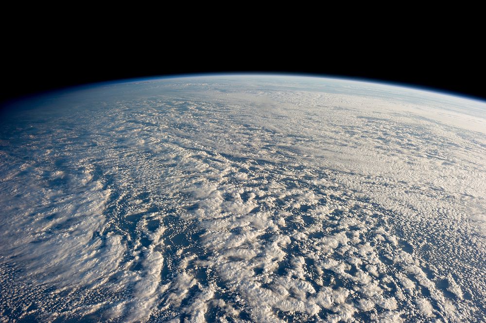 Stratocumulus clouds above the northwestern Pacific Ocean, about 460 miles east of northern Honshu, Japan. This is a…