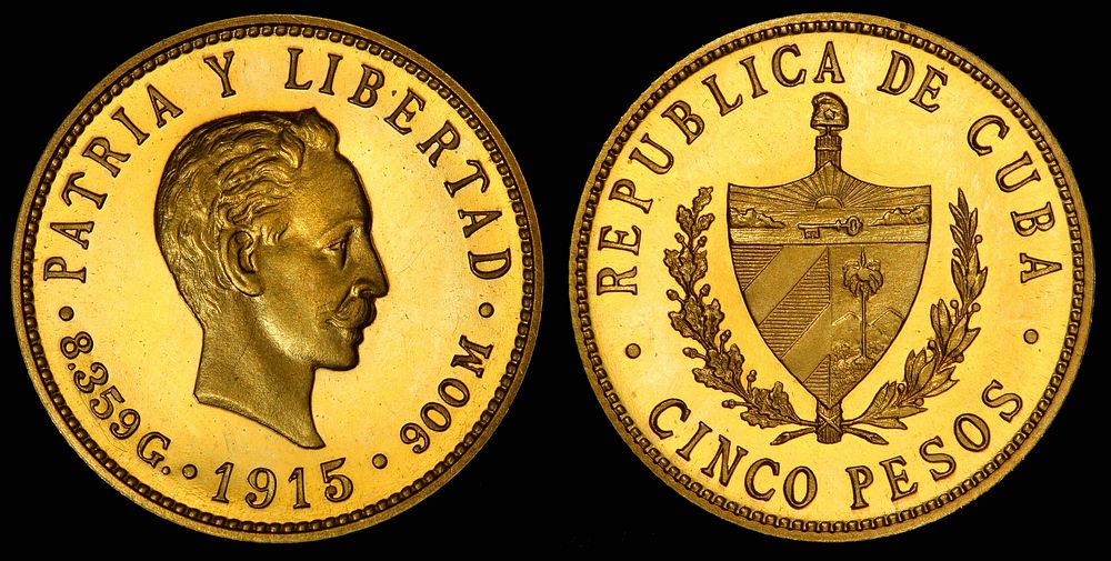 Cuba 1915 5 PesosCuban gold pesos were engraved by Charles Edward Barber, Chief Engraver of the United States Mint and…