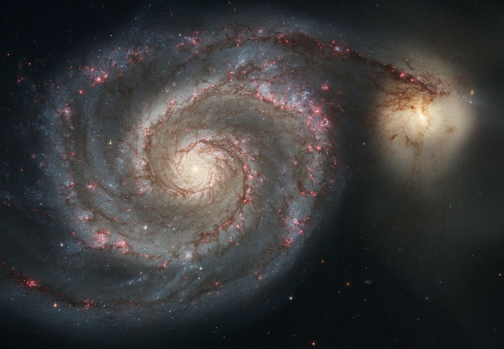 The Whirlpool Galaxy (Spiral Galaxy M51, NGC 5194), a classic spiral galaxy located in the Canes Venatici constellation, and…