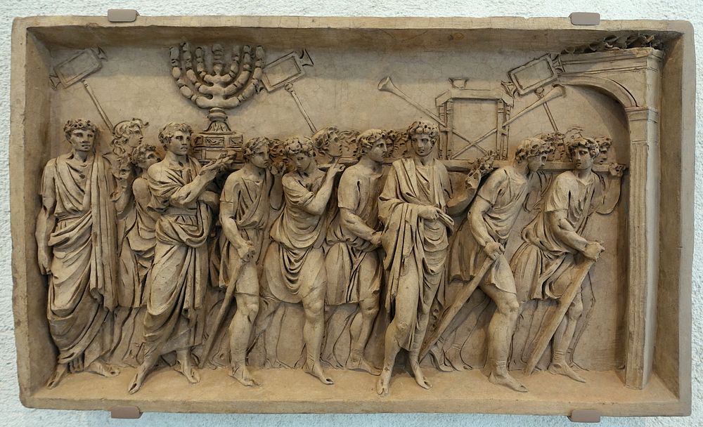 The Triumphal Procession Carrying the Spoils from the Temple of Jerusalem, attributed to Jean-Guillaume Moitte, c. 1797…