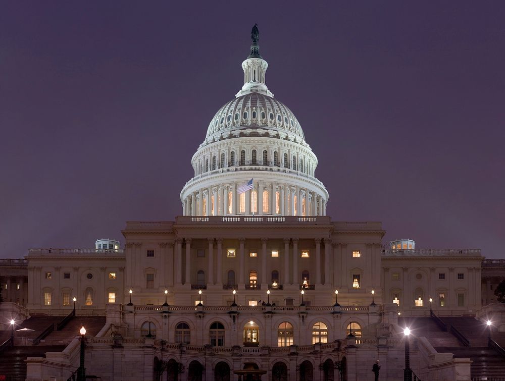 US Capitol at night. A mosaic image of around 10 segments taken with a Canon 5D and 24-105mm f/4L IS lens.