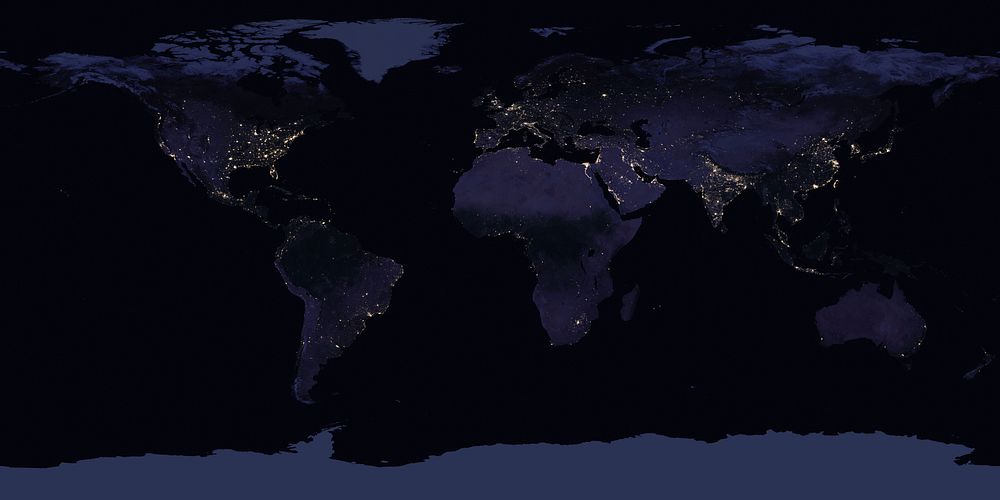 Earth's night lights as observed in 2016