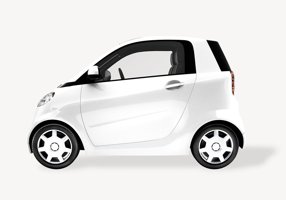 3D microcar, white vehicle design