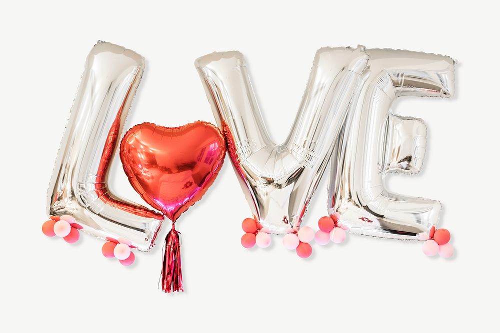 Love balloon word, romantic proposal decoration psd