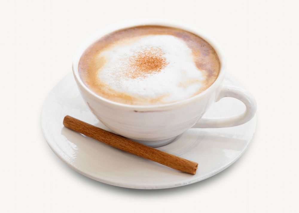 Cappuccino coffee with cinnamon stick 