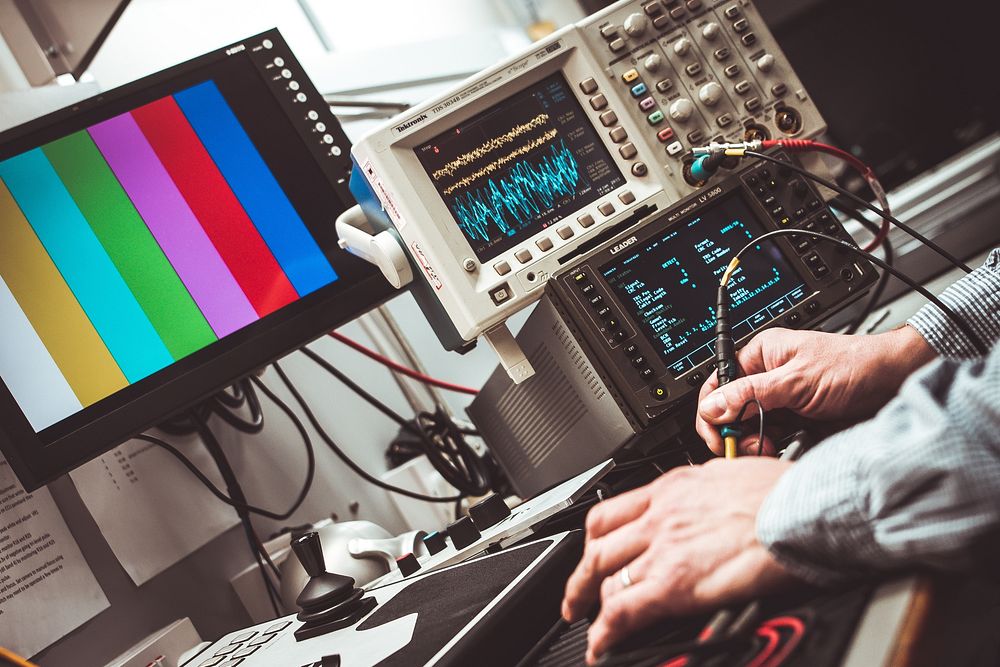 Oscilloscope, electronics measurement. View public domain image source here