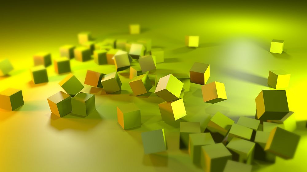 Green 3d cubes, abstract wallpaper. View public domain image source here