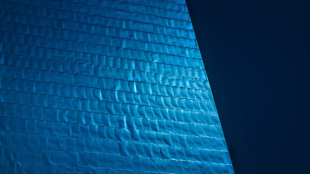 Blue aluminum wall. View public domain image source here