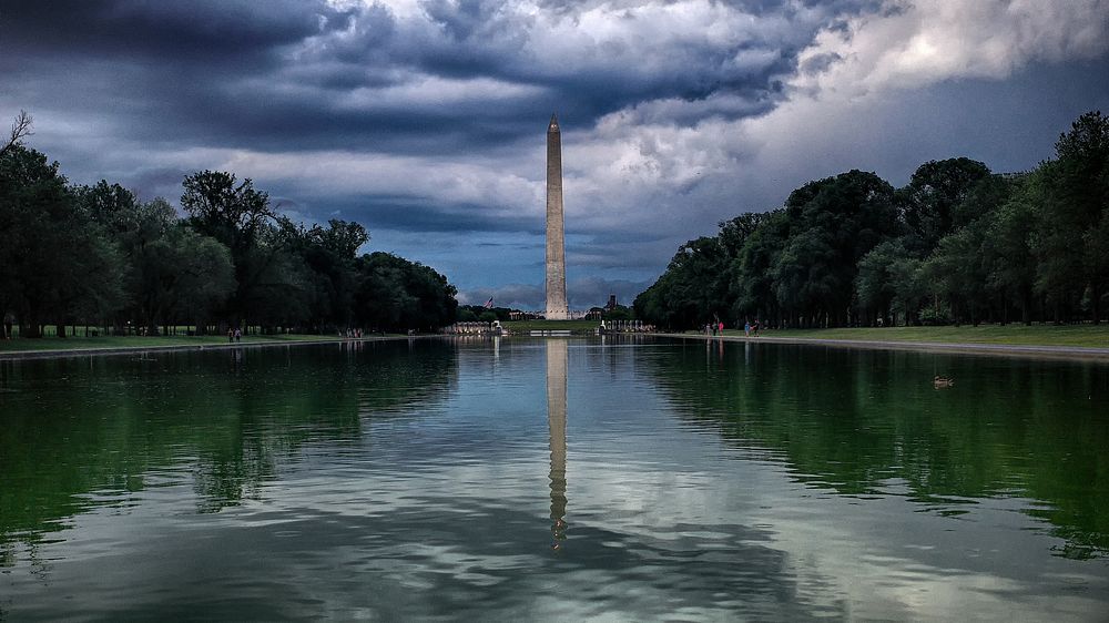 Washington monument, water reflection. View public domain image source here