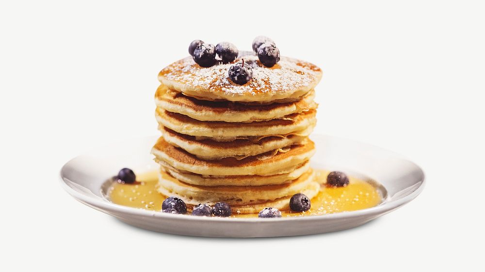  Blueberry pancakes, dessert collage element psd