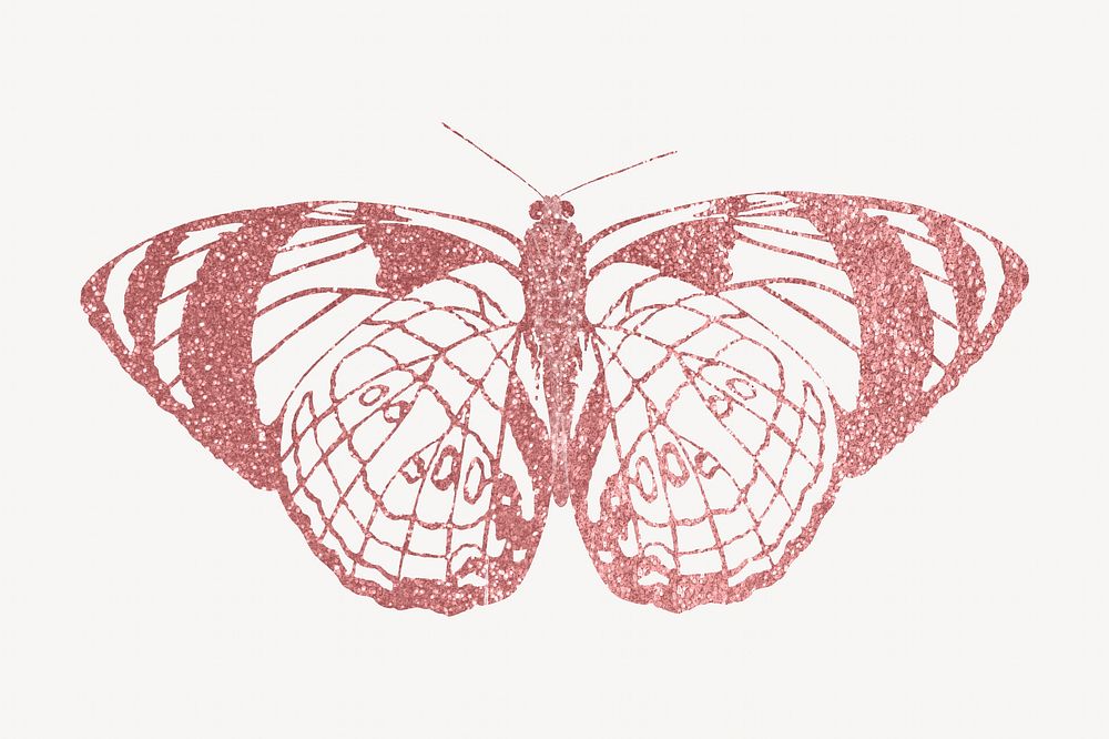 Pink sparkly butterfly, aesthetic graphic. Remixed from the artwork of E.A. S&eacute;guy.