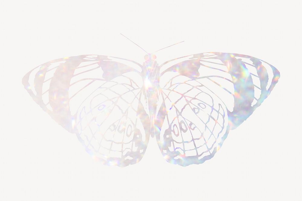 Sparkly holographic butterfly, aesthetic graphic. Remixed from the artwork of E.A. Séguy.