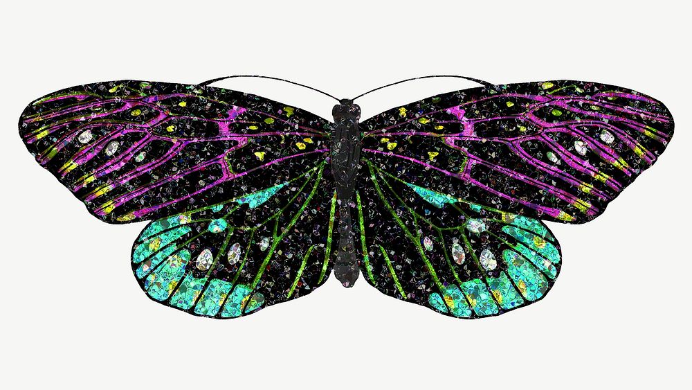 Dark glittery butterfly, aesthetic collage element psd. Remixed by rawpixel.