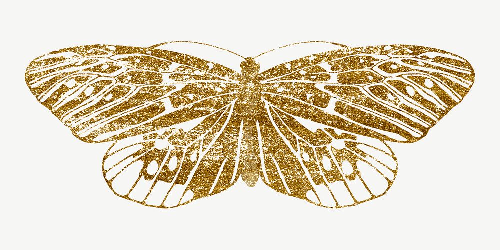 E.A. Séguy's butterfly, gold glittery collage element psd. Remixed by rawpixel.