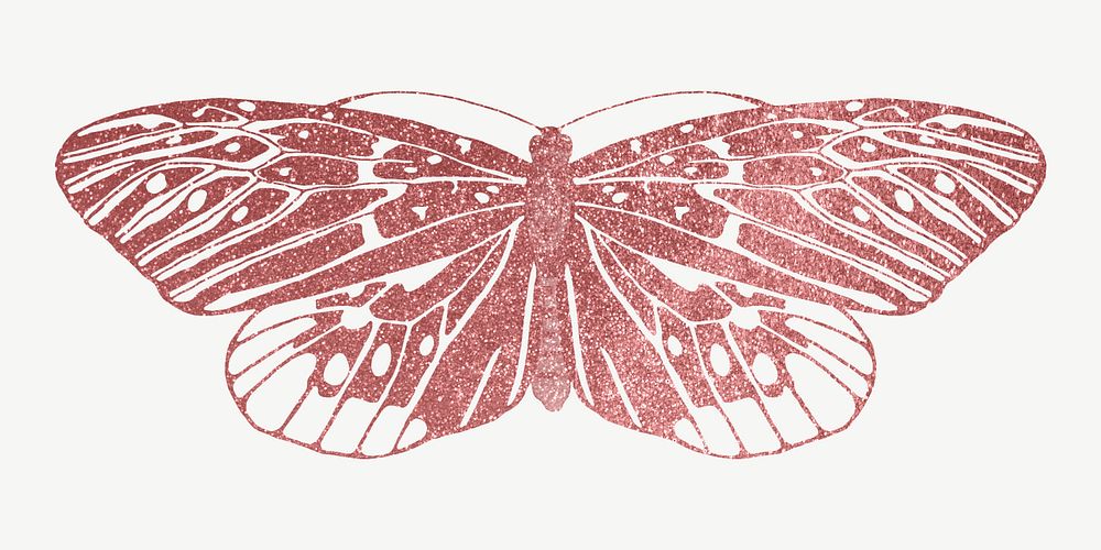 Pink sparkly butterfly, aesthetic collage element psd. Remixed from the artwork of E.A. S&eacute;guy.