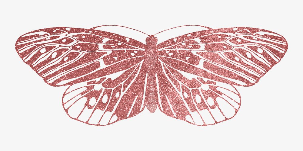 Pink sparkly butterfly, aesthetic graphic. Remixed from the artwork of E.A. S&eacute;guy.