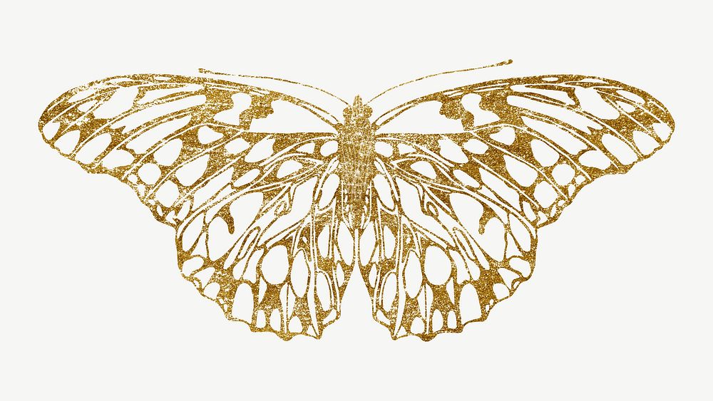 E.A. Séguy's butterfly, gold glittery collage element psd. Remixed by rawpixel.