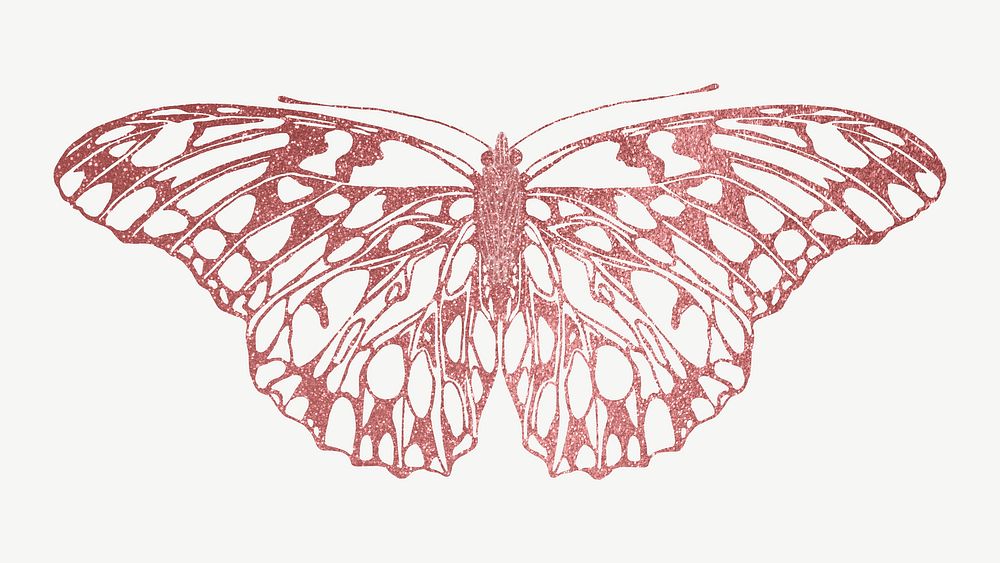 Pink sparkly butterfly, aesthetic collage element psd. Remixed from the artwork of E.A. Séguy.