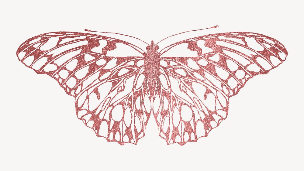 Pink sparkly butterfly, aesthetic graphic. Remixed from the artwork of E.A. S&eacute;guy.