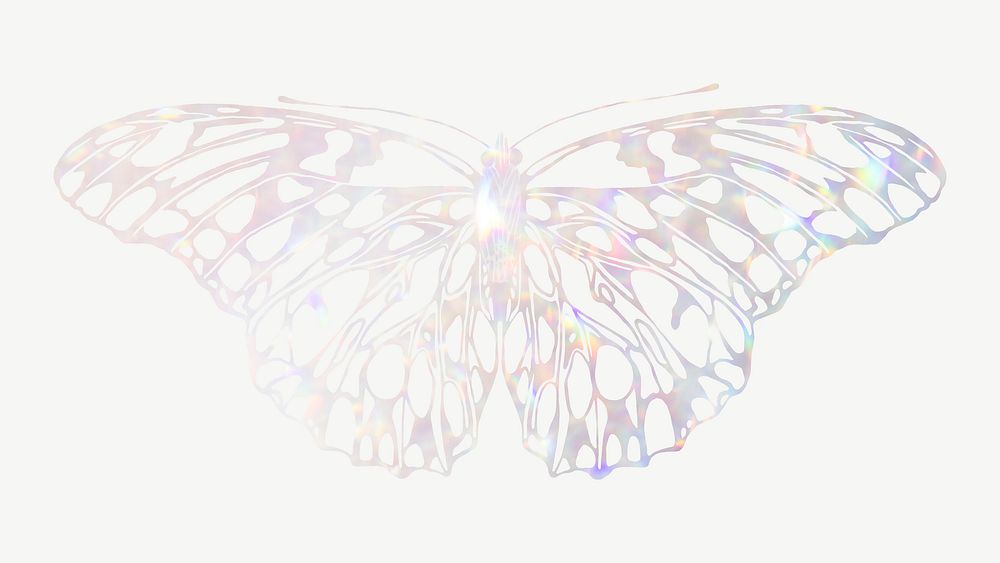 Sparkly holographic butterfly, aesthetic collage element psd. Remixed from the artwork of E.A. Séguy.