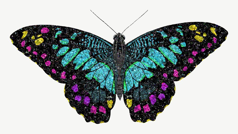 Dark glittery butterfly, aesthetic collage element psd. Remixed by rawpixel.