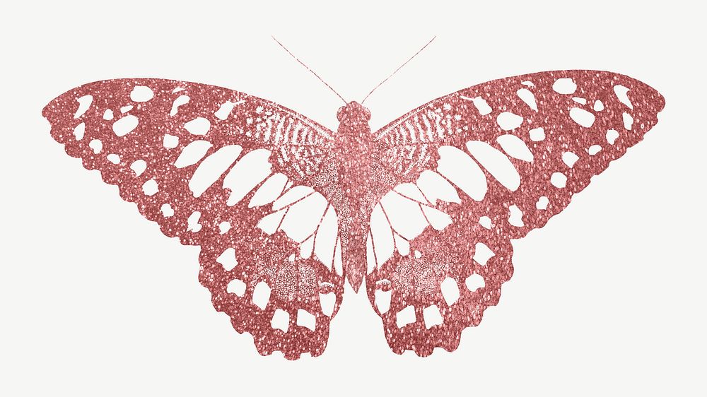 Pink sparkly butterfly, aesthetic collage element psd. Remixed from the artwork of E.A. S&eacute;guy.