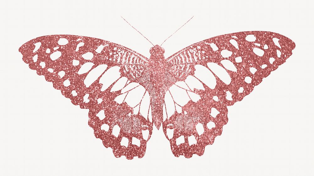 Pink sparkly butterfly, aesthetic graphic. Remixed from the artwork of E.A. S&eacute;guy.