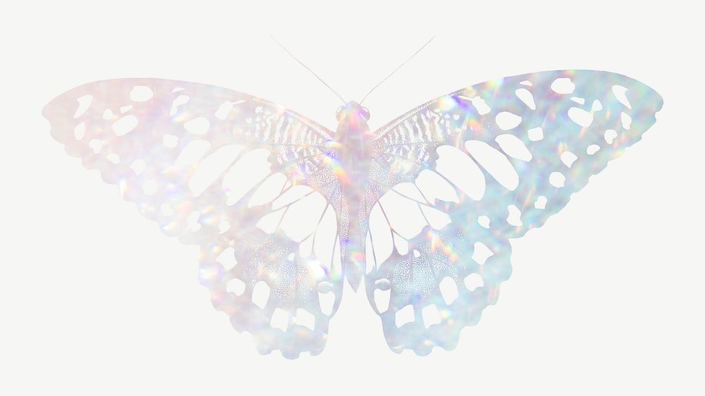 Sparkly holographic butterfly, aesthetic collage element psd. Remixed from the artwork of E.A. Séguy.