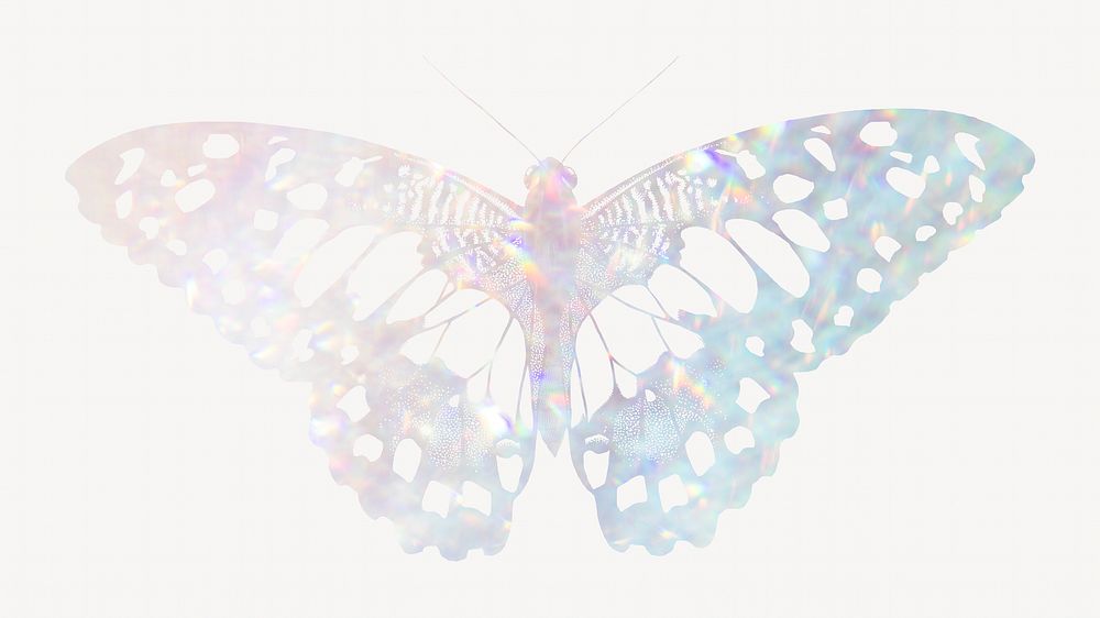 Sparkly holographic butterfly, aesthetic graphic. Remixed from the artwork of E.A. Séguy.