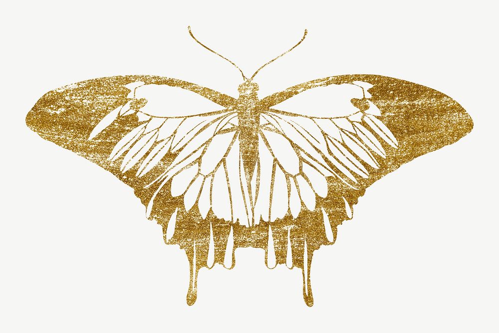 E.A. Séguy's butterfly, gold glittery collage element psd. Remixed by rawpixel.