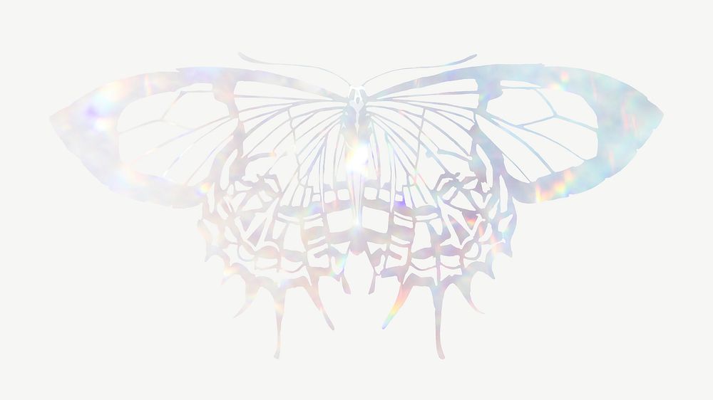 Sparkly holographic butterfly, aesthetic collage element psd. Remixed from the artwork of E.A. S&eacute;guy.