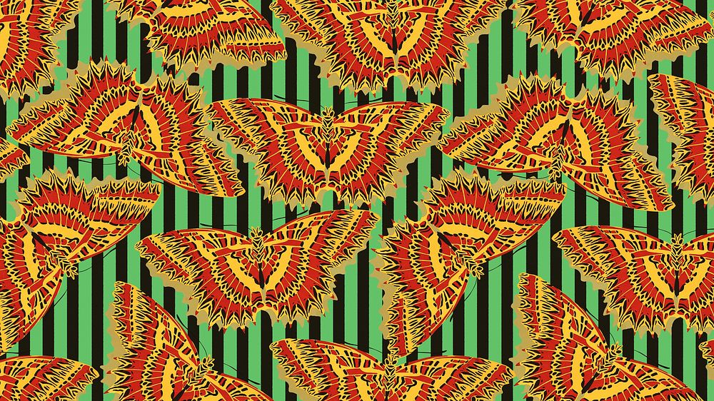 E.A. S&eacute;guy's butterfly computer wallpaper, vintage pattern background, remixed by rawpixel.
