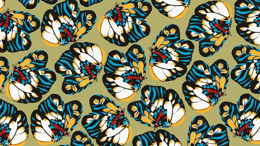E.A. S&eacute;guy's butterfly HD wallpaper, vintage pattern background, remixed by rawpixel.