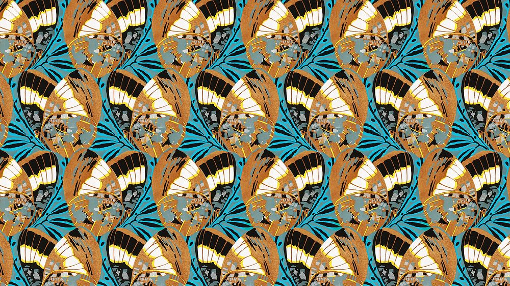 E.A. S&eacute;guy's butterfly desktop wallpaper, vintage pattern background, remixed by rawpixel.