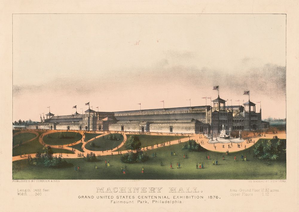 Machinery Hall: grand United States centennial exhibition 1876, Fairmount Park, Philadelphia between 1856 and 1907 by…