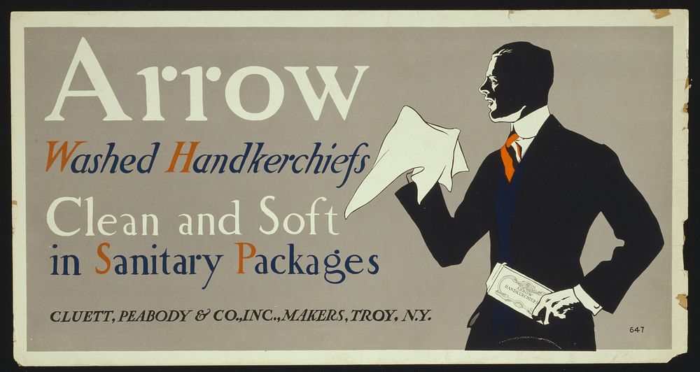 Arrow washed handkerchiefs (ca. 1920) print in high resolution by Edward Penfield. 