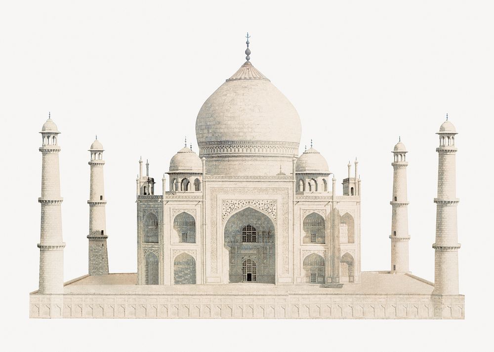 Agra, Taj Mahal illustration.  Remastered by rawpixel