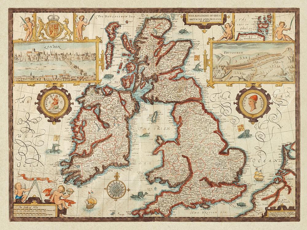 John Speede's British Isle Map (1770). Original public domain image from The Smithsonian Institution.