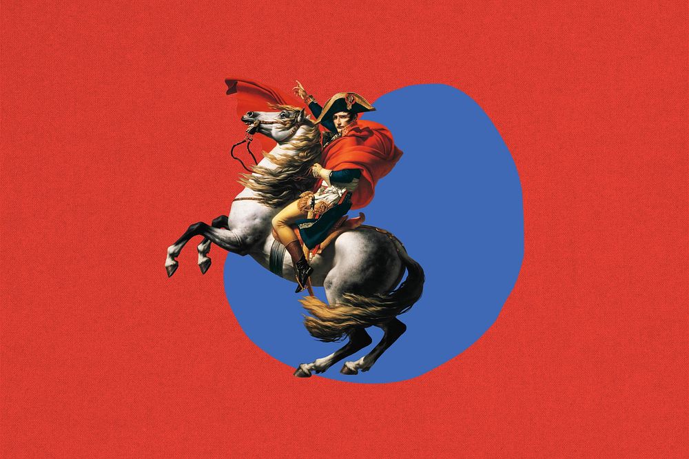 Napoleon on a horse background. Remixed by rawpixel.