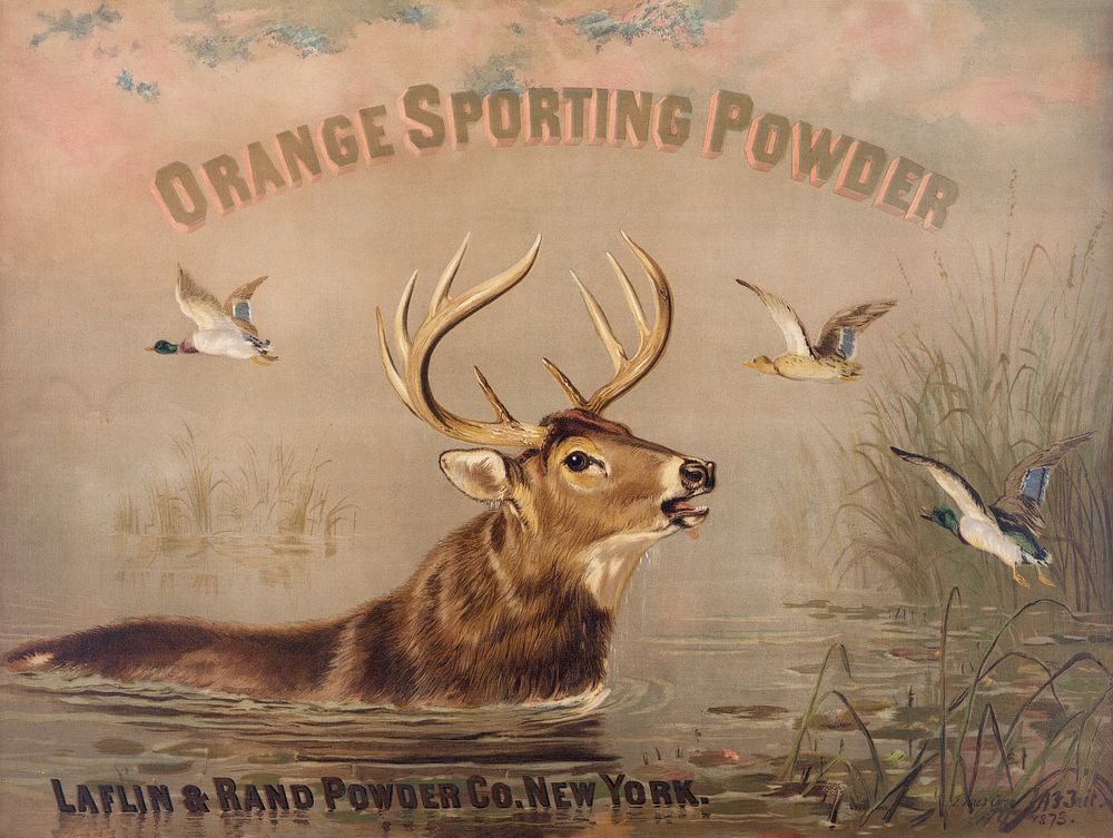 Orange sporting powder (1873) by Laflin & Rand Powder Co., New York. Original public domain image from the Library of…