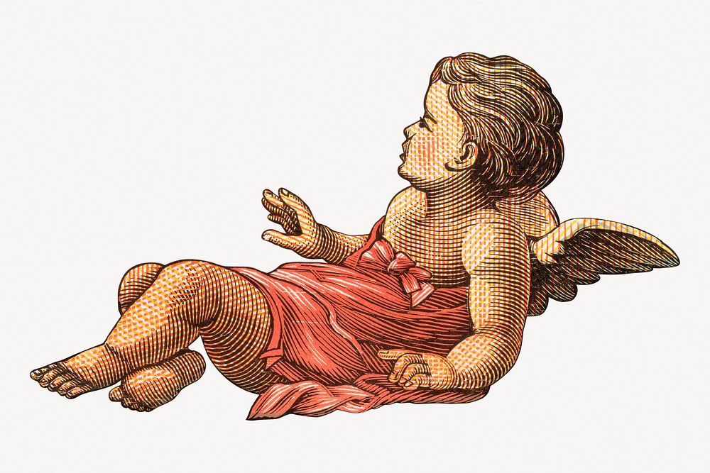 Little cherub, vintage illustration.  Remastered by rawpixel