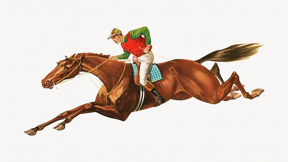 Vintage horse rider, sports illustration.  Remastered by rawpixel